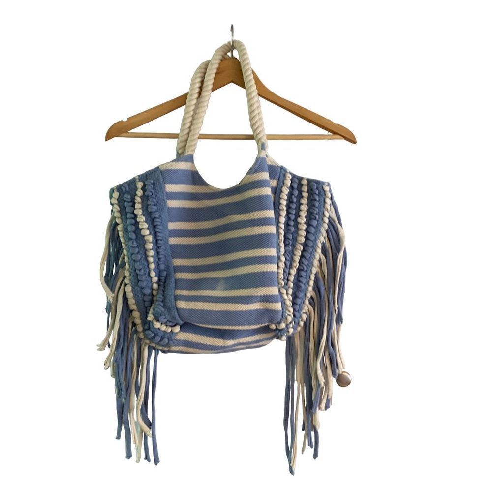 TWIG & Arrow Tote Blue and White Os